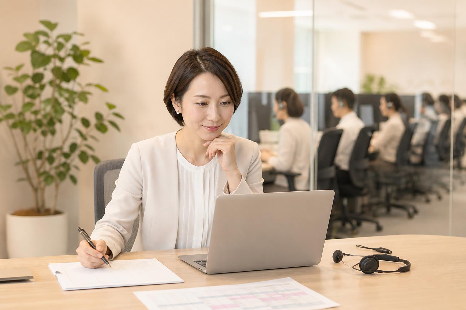 採用面接を確認するセンター管理者