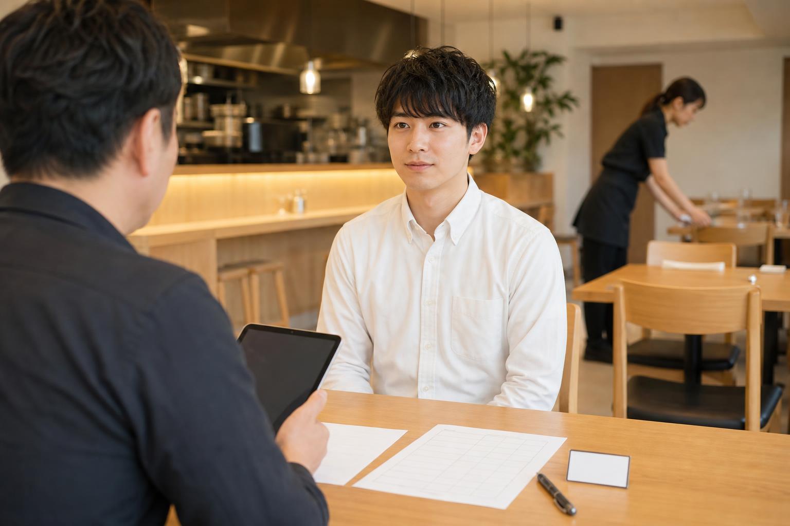店舗採用の面接準備を進める飲食店長